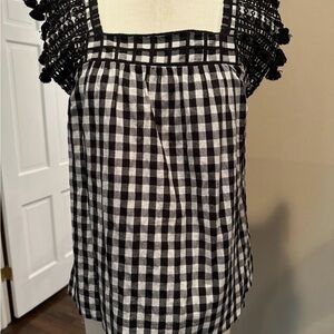 J. Crew Black and White Gingham Top